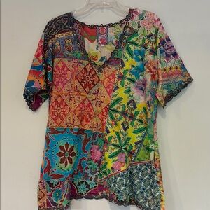 Johnny Was M Multicolor color block  Women's Top